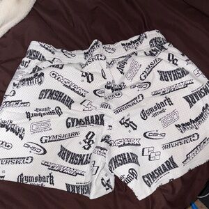 Gymshark Mens Black and White Logo Shorts